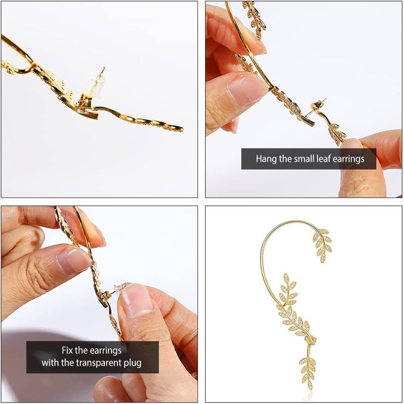 Vercret Gold Cuff Earrings for Women Cartilage Ear Cuff CZ Adjustable Ear Clip Wrap Around Earring No Piercing - Image 2